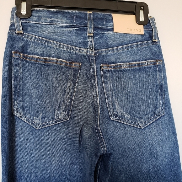 TRAVE Berit High Rise Straight Leg Jeans Raw Hem Santa Monica SZ 23 - Picture 6 of 8
